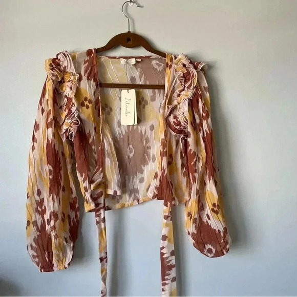 Anthropologie | Let Me Be Ruffled-Shoulder Wrap Top - Picture 12 of 16